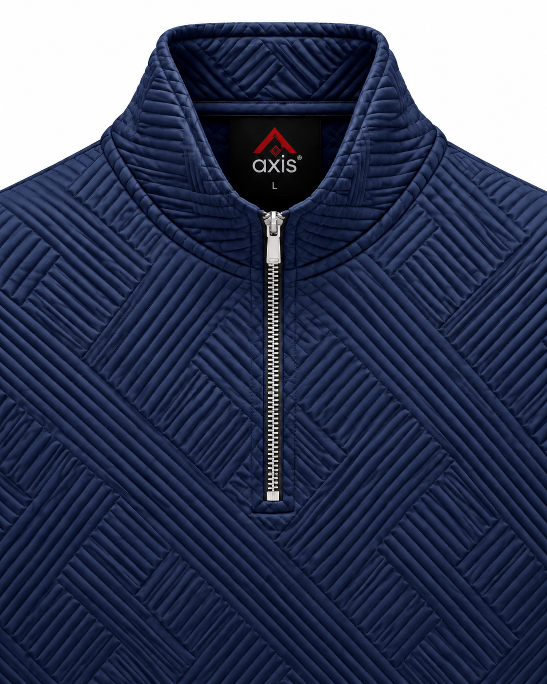 Navy Blue Textured Quarter-Zip Pullover